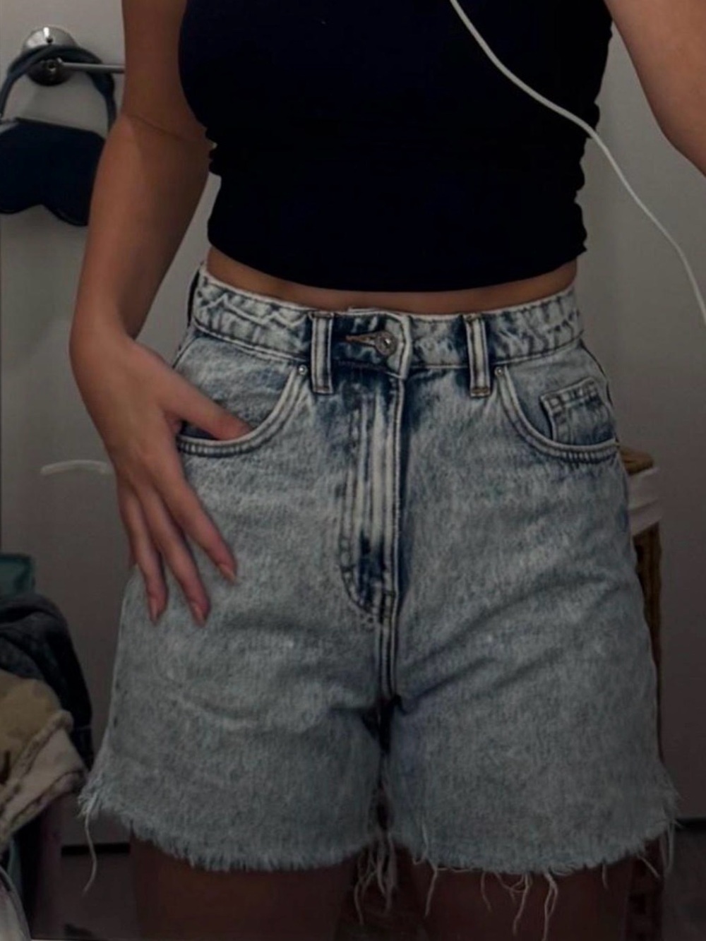 Zara high rise denim jorts